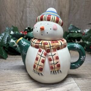 Debbie Mumm Marshmellow Snowman Mini Teapot Sakura Collectors Series 6"VTG